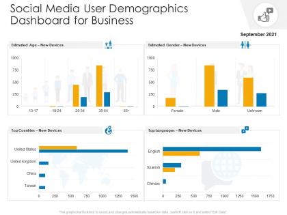 Social media user demographics dashboard for business