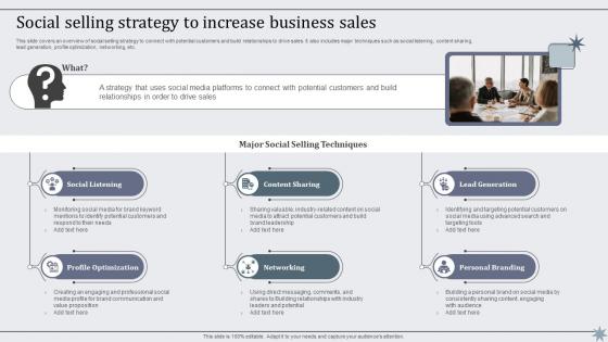 Social Selling Strategy To Increase Business Sales Effective Sales Techniques To Boost Business MKT SS V
