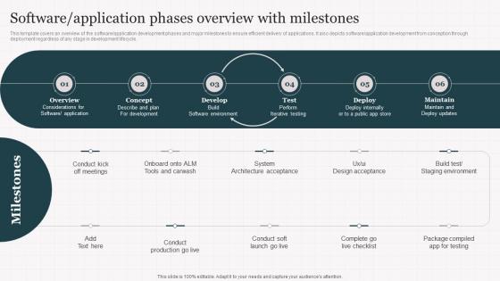 Software Application Phases Overview With Milestones Playbook For Enterprise Software Firms