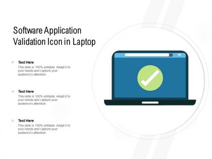 Software application validation icon in laptop