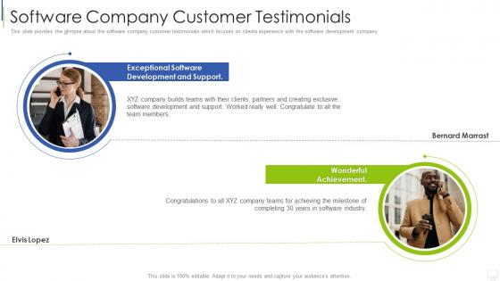Software company customer testimonials information technology services investor funding