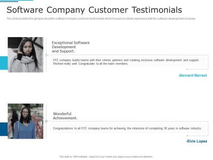 Software company customer testimonials it services investor funding elevator