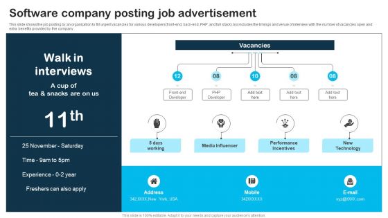 Software Company Posting Job Advertisement