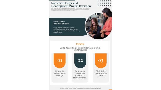 Software Design And Development Project Overview One Pager Sample Example Document