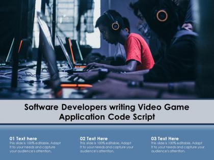 Software developers writing video game application code script
