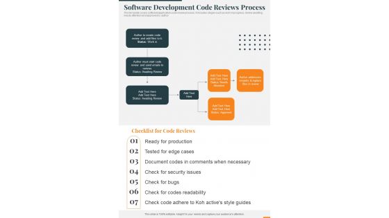 Software Development Code Reviews Process One Pager Sample Example Document