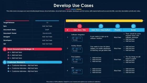 Software Development Project Plan Develop Use Cases