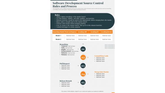 Software Development Source Control Rules And Process One Pager Sample Example Document