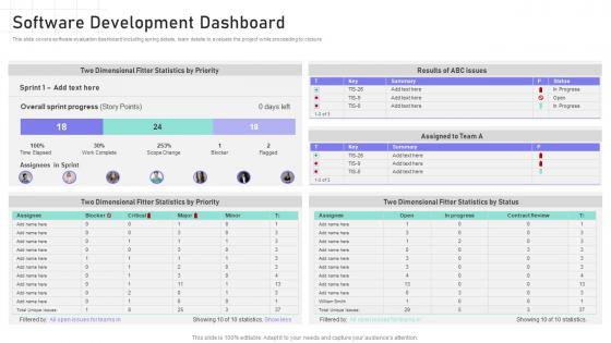 Software Engineering Playbook Software Development Dashboard