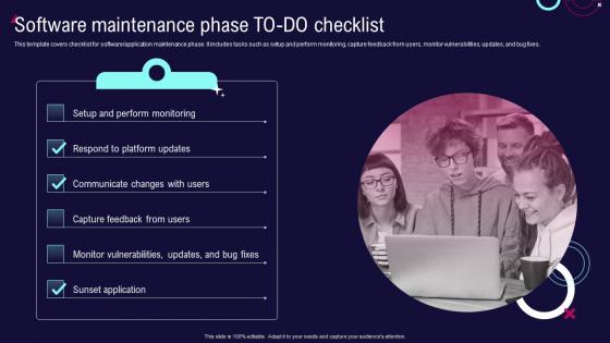 Software Maintenance Phase To Do Checklist Enterprise Software Development Playbook