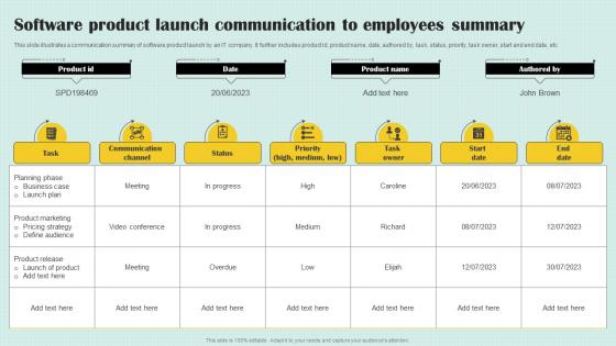 Software Product Launch Communication To Employees Summary