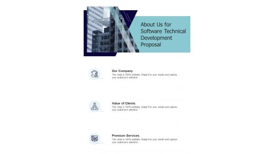 Software Technical Development Proposal For About Us One Pager Sample Example Document