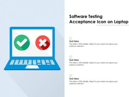 Software testing acceptance icon on laptop