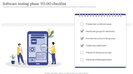 Software Testing Phase To Do Checklist Design And Build Custom
