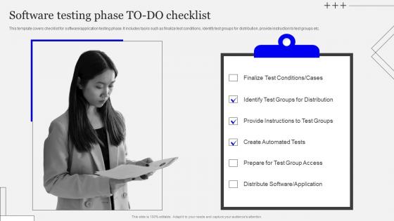 Software Testing Phase To Do Checklist Playbook Designing Developing Software