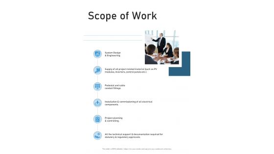 Solar Power Project Proposal Scope Of Work One Pager Sample Example Document