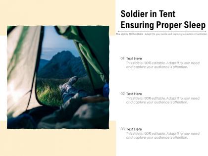 Soldier in tent ensuring proper sleep