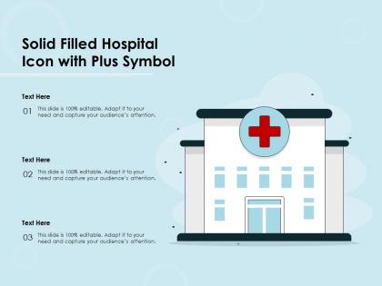Solid filled hospital icon with plus symbol
