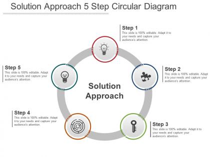 Solution approach 5 step circular diagram ppt infographic template