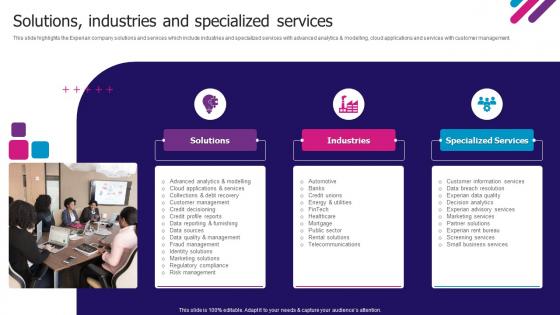 Solutions Industries And Specialized Services Experian Company Profile Ppt Styles Graphics Download