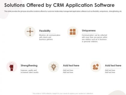Solutions offered by crm application software crm application ppt structure