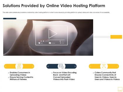 Solutions provided by online video hosting platform ppt file deck
