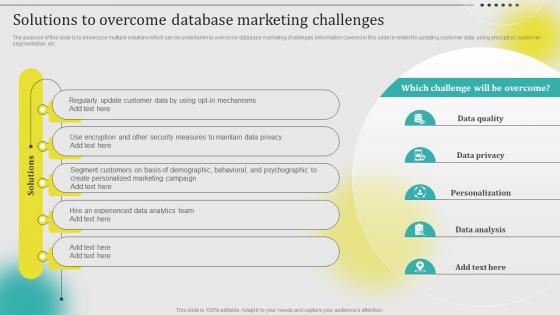 Solutions To Overcome Database Marketing Challenges Leveraging Customer Data MKT SS V