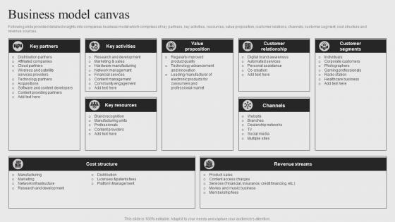 Sony Company Profile Business Model Canvas CP SS