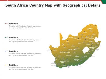 South africa country map with geographical details