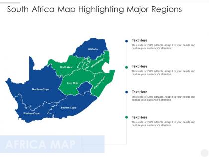 South africa map highlighting major regions