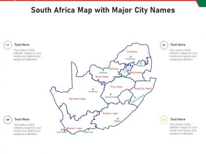 South africa map with major city names