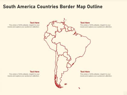 South america countries border map outline