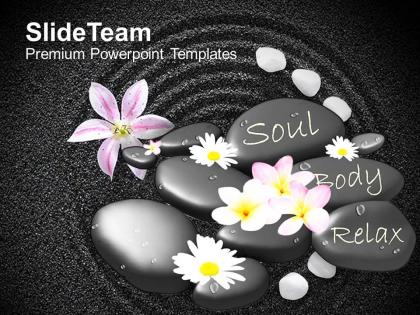 Spa massage stones with flowers on beautiful powerpoint templates ppt themes and graphics 0113