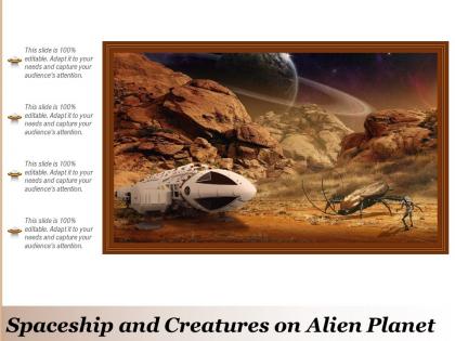 Spaceship and creatures on alien planet