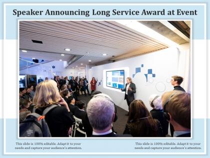 Speaker announcing long service award at event