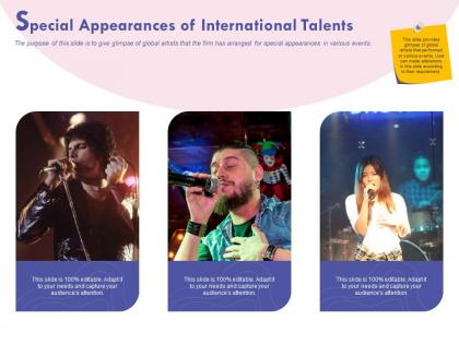Special appearances of international talents ppt powerpoint presentation gallery grid
