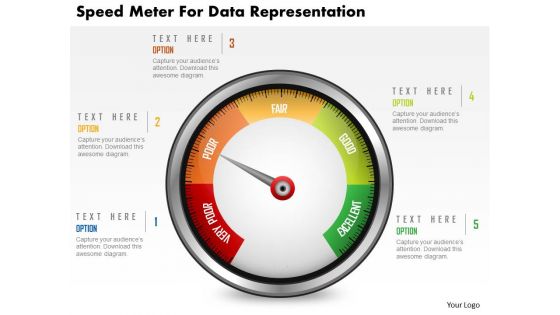 Speed meter for data representation powerpoint template