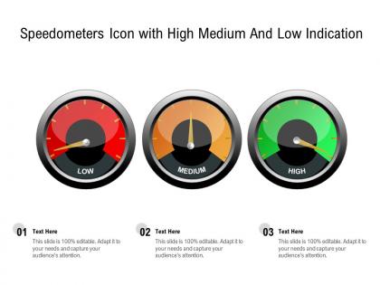 Speedometers icon with high medium and low indication