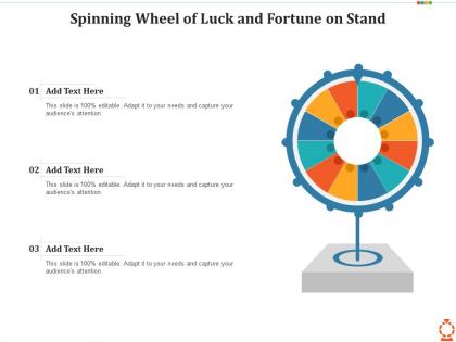 Spinning wheel of luck and fortune on stand