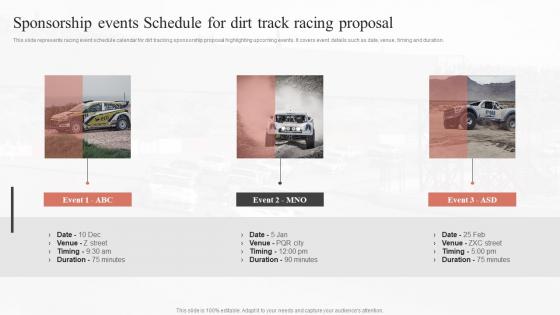 Sponsorship Events Schedule For Dirt Track Racing Proposal Ppt Designs