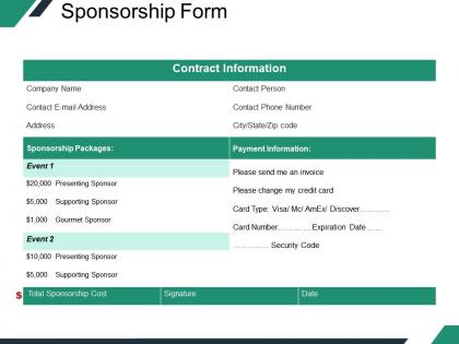 Sponsorship form powerpoint slides