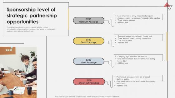 Sponsorship Level Of Strategic Partnership Opportunities