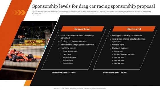 Sponsorship Levels For Drag Car Racing Sponsorship Proposal Ppt Powerpoint Presentation Inspiration