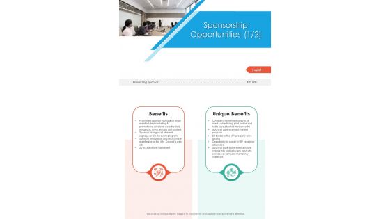 Sponsorship Opportunities Event Proposal One Pager Sample Example Document