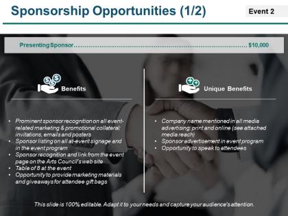 Sponsorship opportunities ppt portfolio brochure