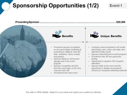 Sponsorship opportunities unique benfits ppt professional gridlines