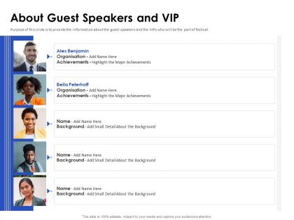 Sponsorship pitch deck about guest speakers and vip ppt file example file