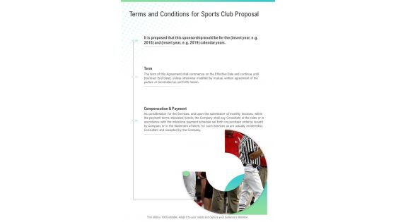 Sports Club Proposal For Terms And Conditions One Pager Sample Example Document