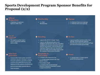 Sports development program sponsor benefits for proposal ppt powerpoint presentation themes