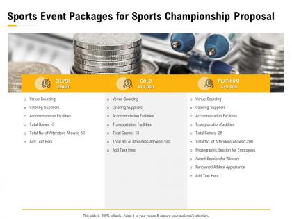 Sports event packages for sports championship proposal ppt powerpoint presentation styles grid